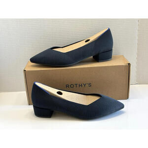 Rothy's The High Point Block Heel Women's 12 Navy Herringbone Knit Shoes NEW